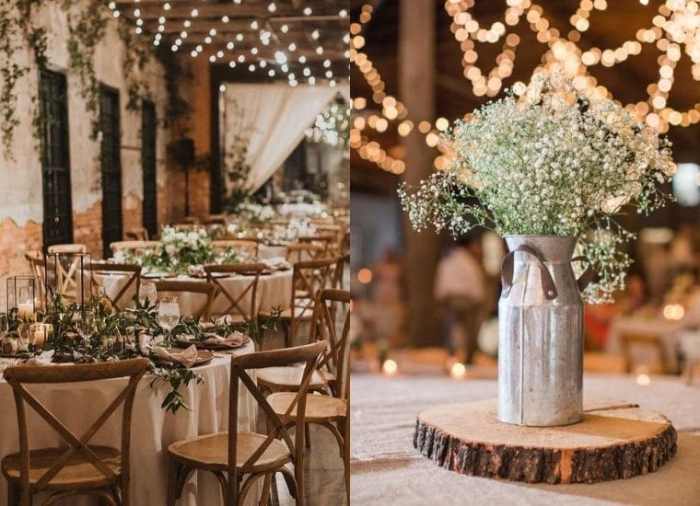 Rustic table decor for wedding