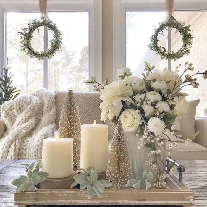 Rustic christmas coffee table decor