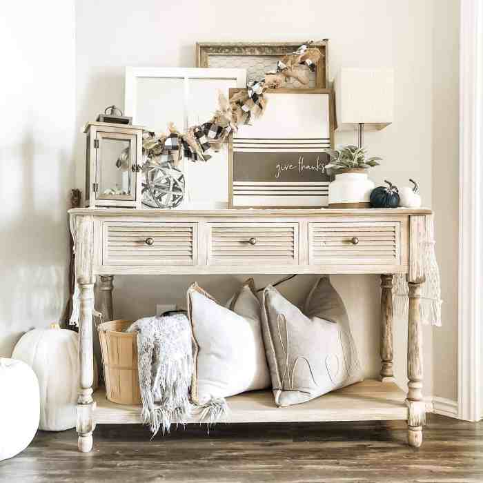 Decor under console table