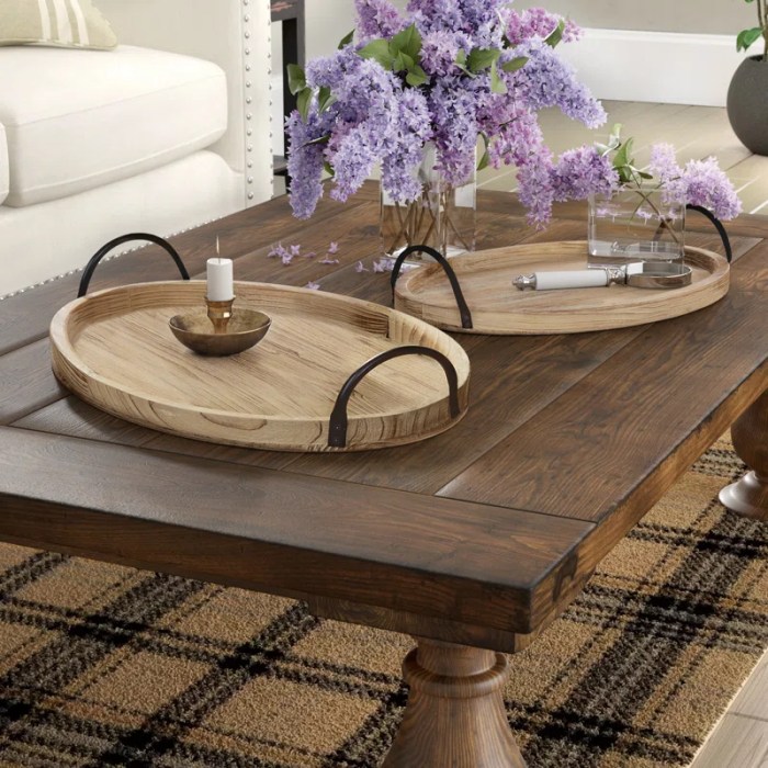 Round coffee table tray decor