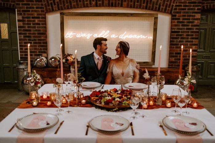 Terracotta wedding table decor