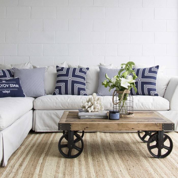 Beachy coastal coffee table decor