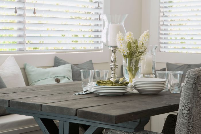 Gray dining table decor