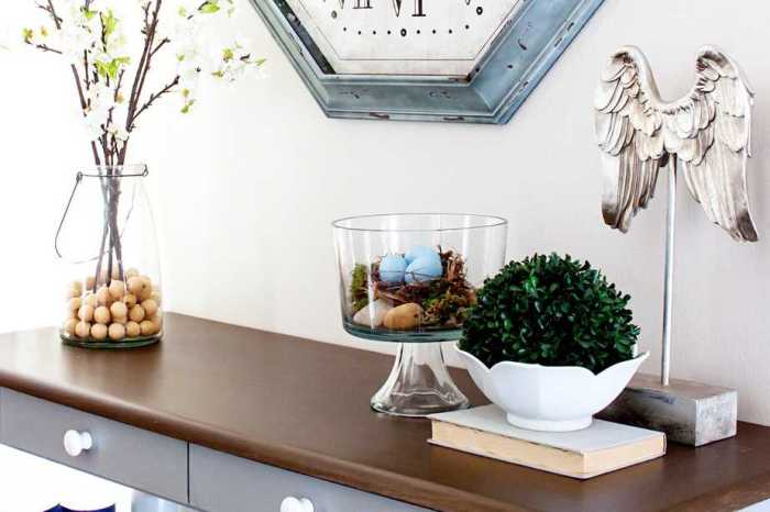 Decor on console table