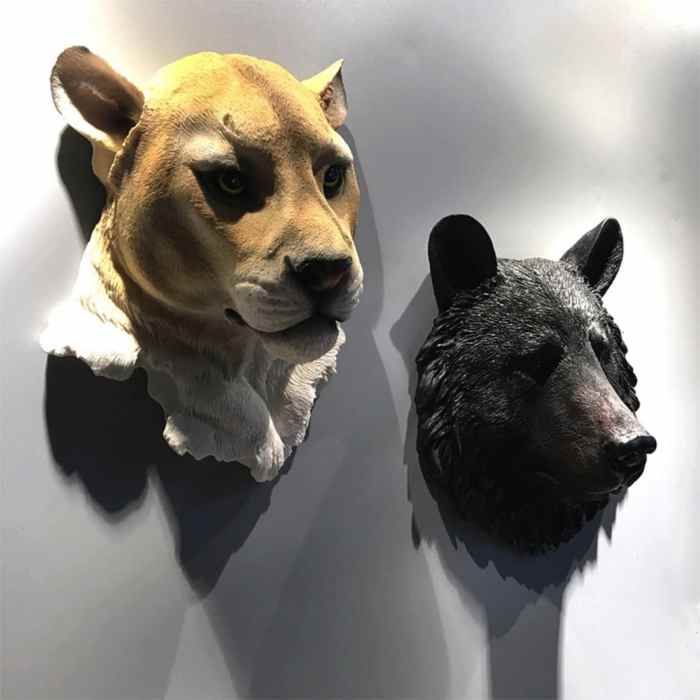 Faux animal head wall decor